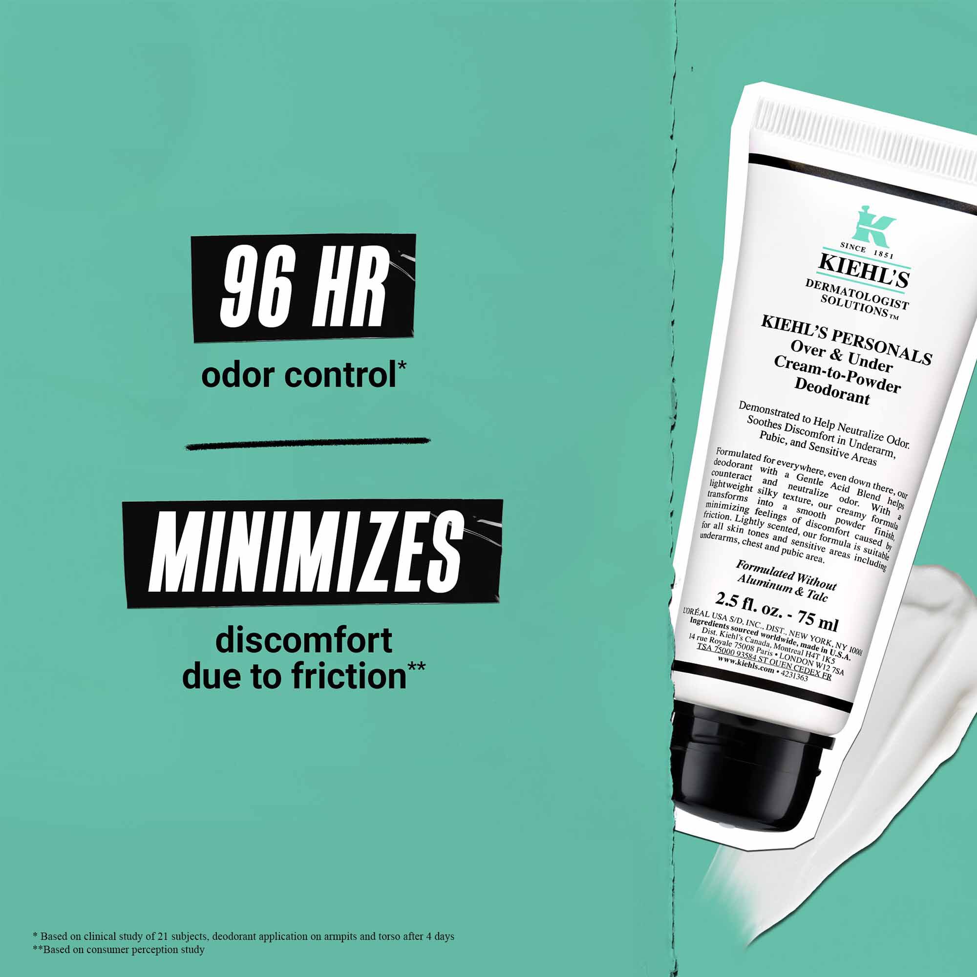 Over & Under Cream-To-Powder Deodorant tube – 96-Hour Odor Control